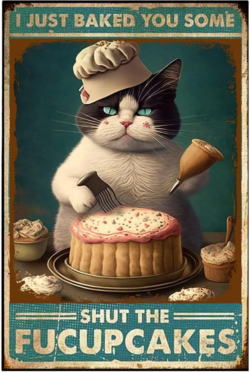 Kitchen Baking Decor - Металлические таблички с изображением кошки и