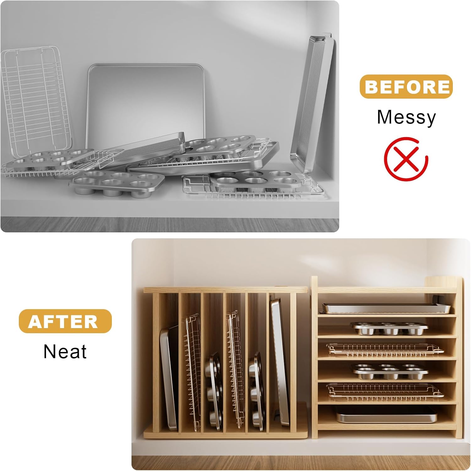 Деревянный органайзер-разделит – обзор и цена Kitchen Baking Sheet Organizer
