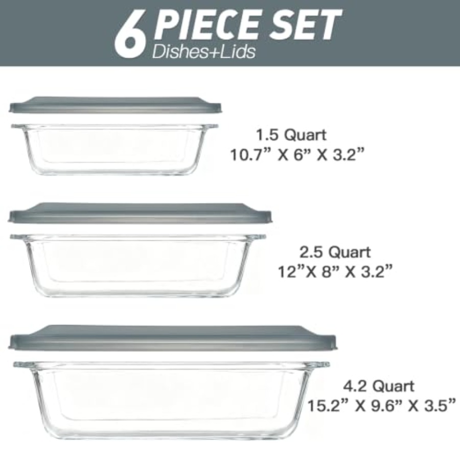 Набор из 6 глубоких стеклянных – обзор и цена Kitchen Baking Pan Set