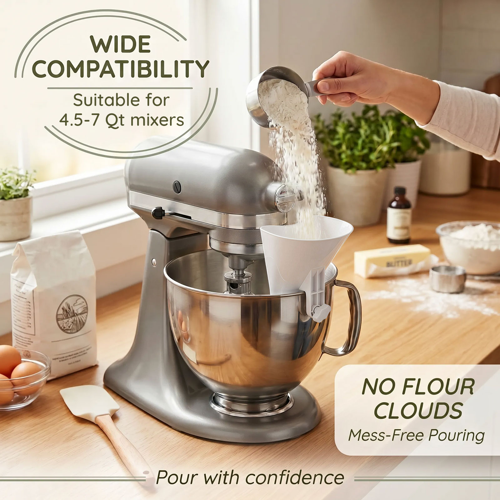 Непроливаемая воронка для муки – обзор и цена Kitchen Baking Mixer