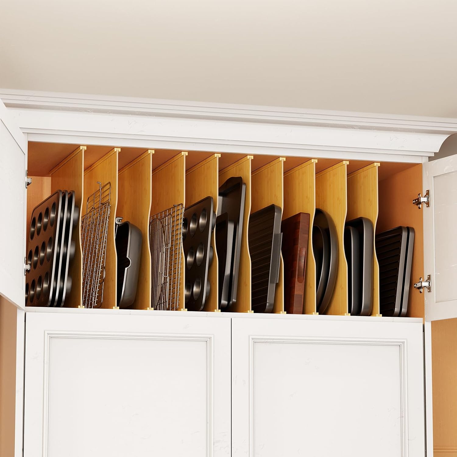 Набор из 10 бамбуковых раздели – обзор и цена Kitchen Baking Sheet Organizer
